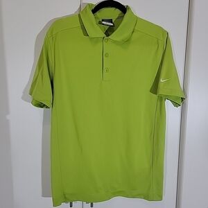 Nike Golf Polo Shirt Mens Medium Lime Green Fit Dry Short Sleeve Pullover Swoosh